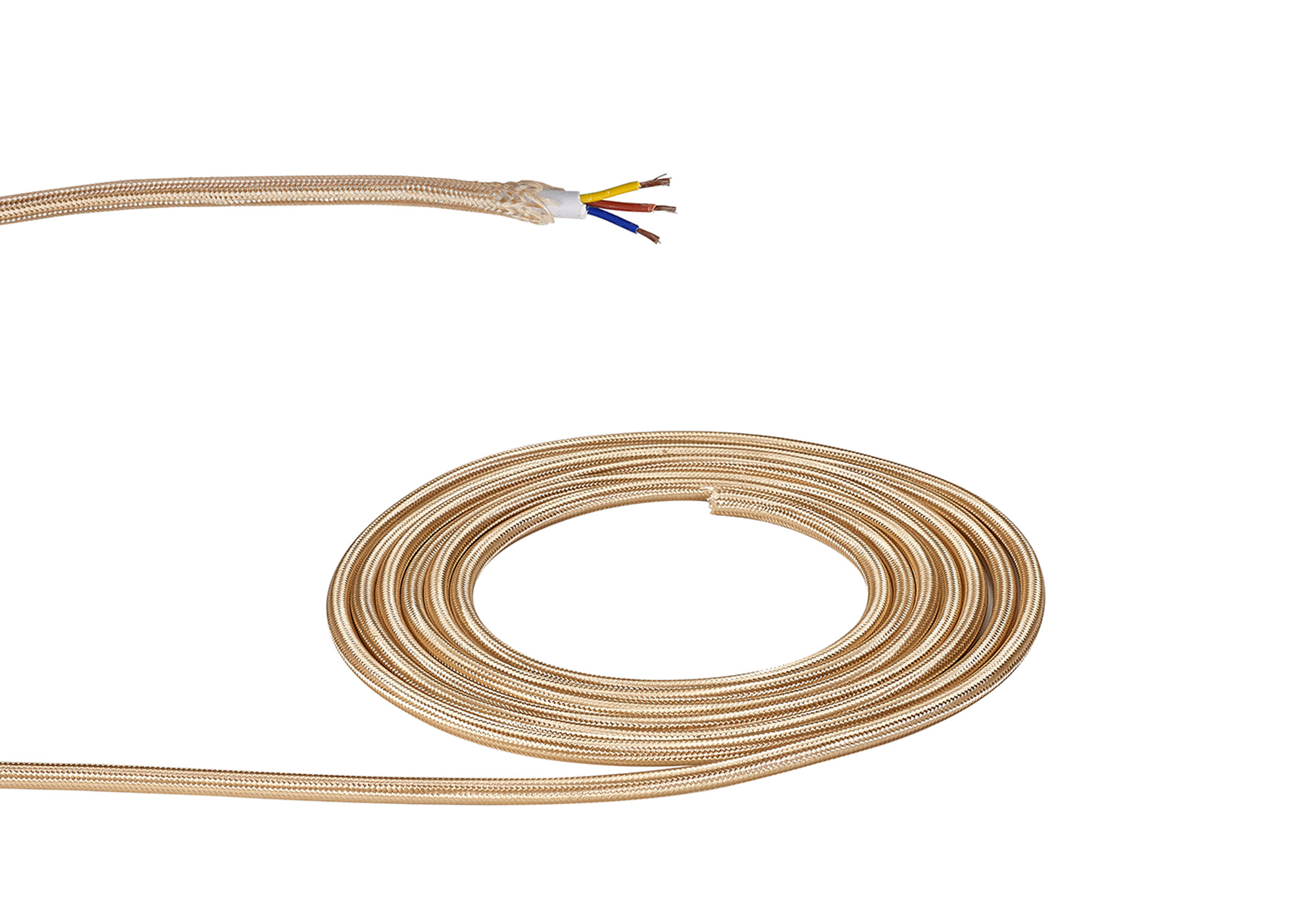 D0825  Cavo 1m Gold Braided 3 Core 0.75mm Cable